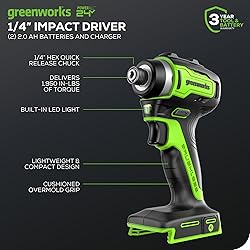 Greenworks 24V Brushless 1/4" Cordless Impact
