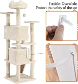 Yaheetech Cat Tree 158cm Tower with Scratching Post 2 Houses Beige view 5
