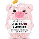 Agantree art Girls Easter Basket Birthday Graduation Gifts for her Women Her Positive Crochet Pink Pig Sister Friend Coworker Daughter Mom Self Care Emotional Inspirational Support Desk Home Decor