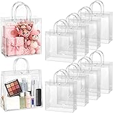 BadenBach 24 PCS Clear Gift Bags with Handles, 11.8" x 11.8" x 3.9" Large Transparent Gift Wrap Bags, Reusable PVC Tote Bag Bulk for Party Favors, Shopping, Boutique, Wedding Birthday Valentine's Day