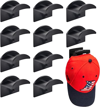 Vibbang 10 Pack Adhesive Hat Holder for Wall Mount No Drilling Hat Rack