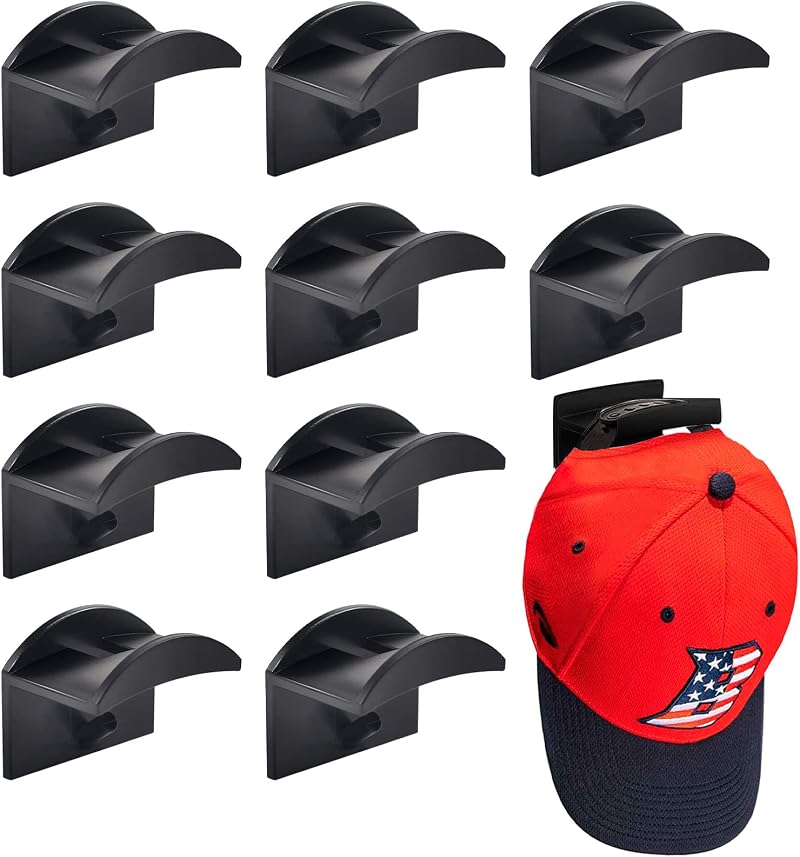 Vibbang 10 Pack Adhesive Hat Holder for Wall Mount No Drilling Hat Rack