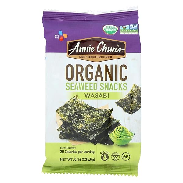 ANNIE CHUN’S, SEAWEED SNK, OG2, WASABI, PACK OF...