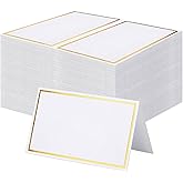 120Pcs Premium Place Cards, Small Table Cards with Gold Foil Border, 2" x 3.5" Tent Cards, Escort Cards, Name Cards, Wedding 