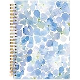 Yhtrg Blue Hydrangea Spiral Notebooks, Hydrangea Flower Journaling, Rustic Floral Journals for Women, Cottagecore Flower Note