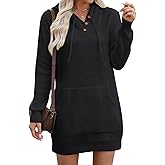 CiCiBird Women Fall Sweater Dress Knit V Neck Pullover Casual Long Sleeve Short Dresses with Pockets