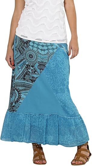 Saree Indien Coline - Jupe Longue Bohème Doublée - Couleur