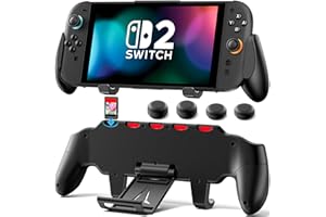 OIVO Grip Compatible with Nintendo Switch 2, Switch 2 Ergonomic Grip Case with Adjustable Stand, Comfort Game Accessories with 5 Game Card Slots and 4 Thumb Caps