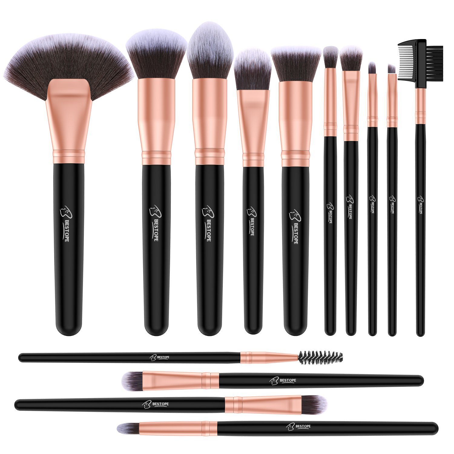 BESTOPE Eye Makeup Brushes Set, 16 Pieces Professional Cosmetics Brush, Eye Shadow