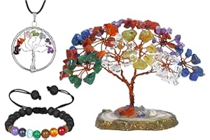 NARIBABU Chakra Tree - Seven Chakra Tree - Crystal Bonsai Tree - GoodLluck Money Tree - Stones and Crystals - Chakra Tree of Life - Feng Shui Decor - Office Desk Decor - Crystal Gifts