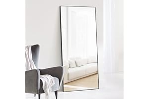 NeuType Large Wall Mounted Mirror, 47"x22", Black Metal Frame, Full Length Body Dressing Mirror, Ideal for Living Room, Bedroom, Bathroom, Entryway