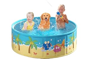 COBOPANDA Foldable Swimming Pool for Kids 63"x18" Hard Plastic Portable Dog Pool Anti-Slip Collapsible Pets Bathtub Kiddie Pool Indoor Outdoor Backyard (JellieMons 63'')