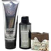 Bath & Body Works Men's Collection GRAPHITE 2 Piece Gift Set - Body Cream and Body Spray - with a Cabin Spice Bar Soap - Full Size