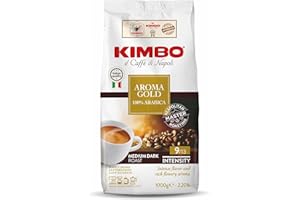 Kimbo Aroma Gold | Whole Bean Coffee | Medium‑Dark Roast, Intensity 9/13 | 100% Arabica | Roasted & Blended in Italy | 1 kg /