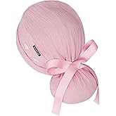 Ponytail Scrub Cap for Women – Solid Dusty Pink Surgical Cap with Buttons, Cotton Ponytail Scrub Caps, Adjustable Surgical Hat for Women to Secure Long Hair