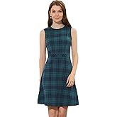 Allegra K Women's Plaid Dress Sleeveless A Line Vintage Houndstooth Work Dresses