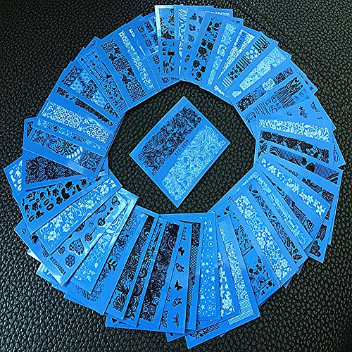Chinatera 48 Sheets Nail Art Water Transfer Decal Lace Flower Sticker Black White Manicure