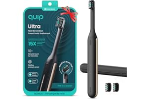 Quip Ultra Next Generation Smart Toothbrush - Timed Electric Toothbrush with Case - Replaceable Brush Head, Soft Bristles, Silicone Handle, 30-Day Battery Life - Travel Toothbrush - Eclipse