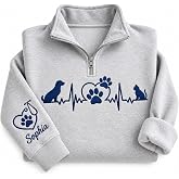 Custom Vet Tech Quarter Zip Sweatshirt, Personalized Veterinary Technician Gift, Animal Clinic Apparel