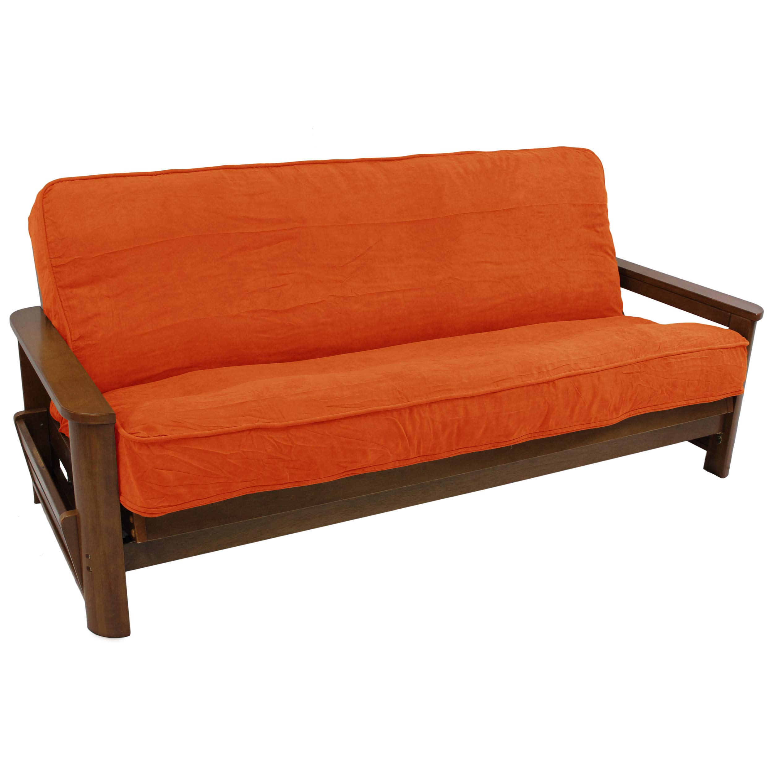 Photo 1 of ***HIGHLY RECOMMENDED TO HAVE REMOVEABLE FUTON BASE TO BE FUNCTIONAL***  Blazing Needles Solid Microsuede Double Corded 8" to 9" Futon Cover, Full, Tangerine Dream