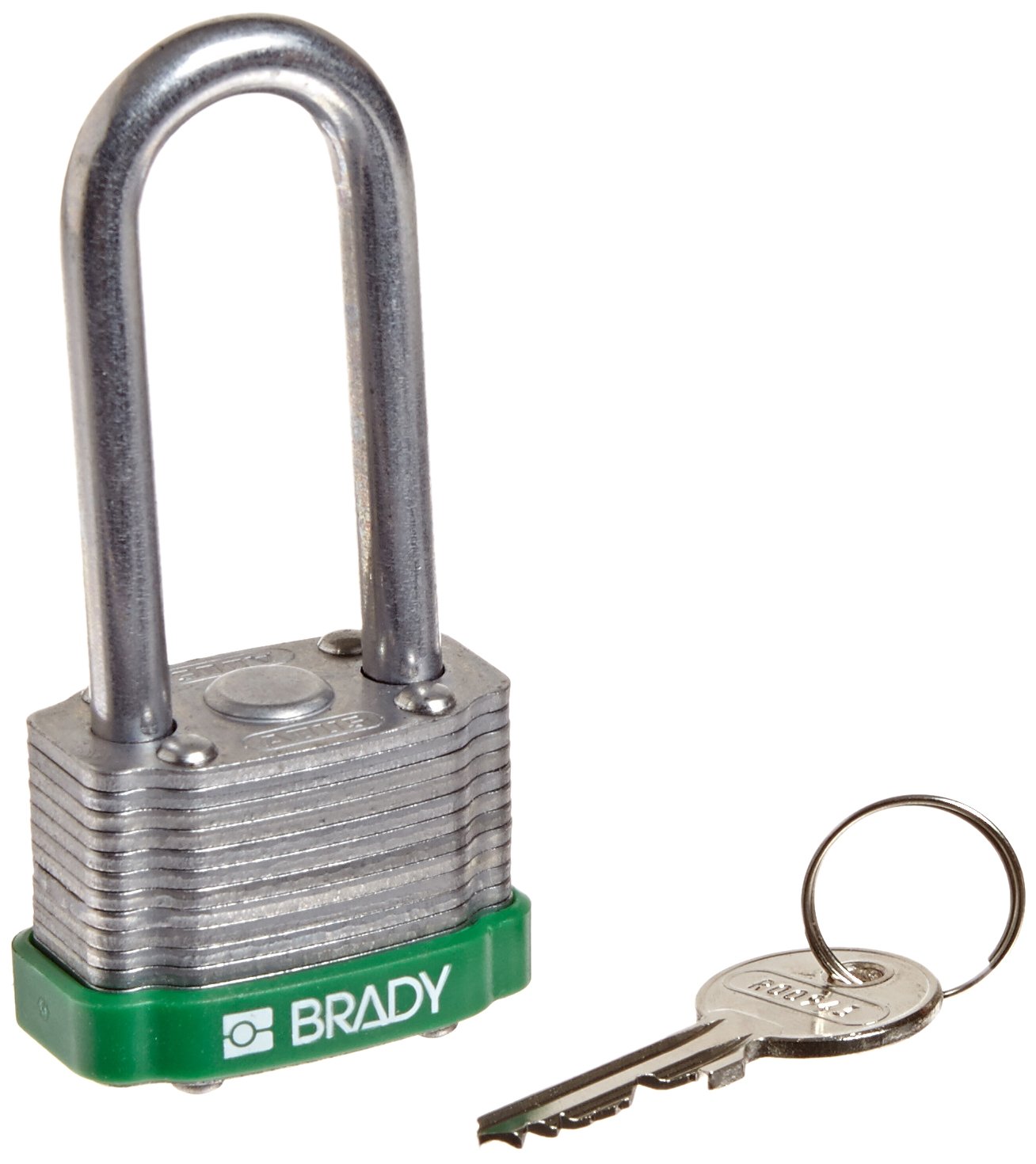 Brady 118943 Green, Key Retaining Steel PadLock 2" Shackle Keyed Different (6 Locks