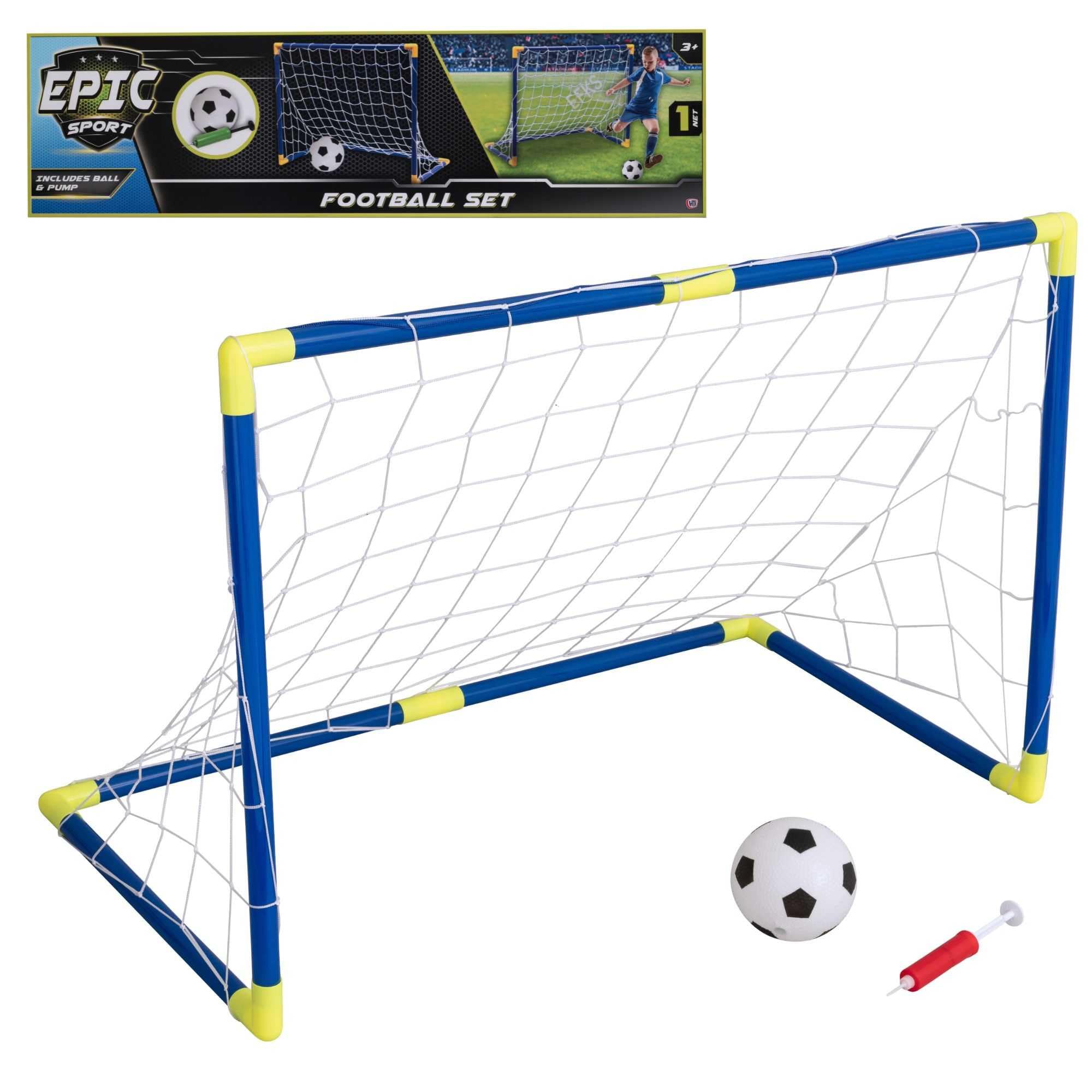 Fun Sport 90CM Football Net Set | Includes Ball & Pump | Outdoor Training Equipment | Goalposts And Net | Sports Accessories | Ages 3+