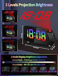 EVILTO Projection Alarm Clock, Digital Colorful