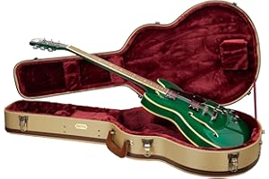 Crossrock Master Series 335 Style 6-String Semi-Hollow Electric Guitar Case | Classic Fabric Tweed Exterior, Re-Engineered Wooden Shell, Leather Handle & Deep Red Velvet Interior(CRW720SAFT)