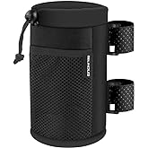 Belinous Scooter Cup Holder for 8-32oz Bottles, Wheelchair Walker Water Bottle Holder for UTV Roll Bar Bike e-Bike Golf Cart and Boat, Drink Holder with Net Pockets and Hook and Loop Straps