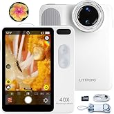 LiTTPOPO MicroCam X1 V2 Digital Camera with Standard &amp; 40X Microscope Modes | 1s Mode Switch, Autofocus, 4K Video, 12.3MP BSI CMOS, 3.5" HD LCD, 2000mAh, Compact Point and Shoot Camera for Travel, White