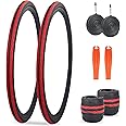 WEEROCK 700C Bike Tire 2 Pack 700 X 35C Road Bicycle Gravel Bike Tires Brown Wall/Black Foldable Replacement Tyres