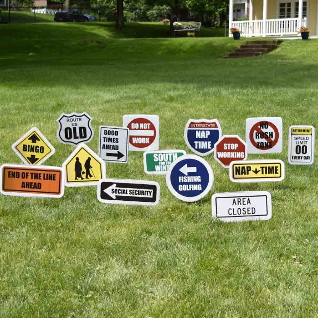 VictoryStore Yard Sign Outdoor Lawn Decorations: Retirement Yard Decoration, Retirement Road Signs with Stakes
