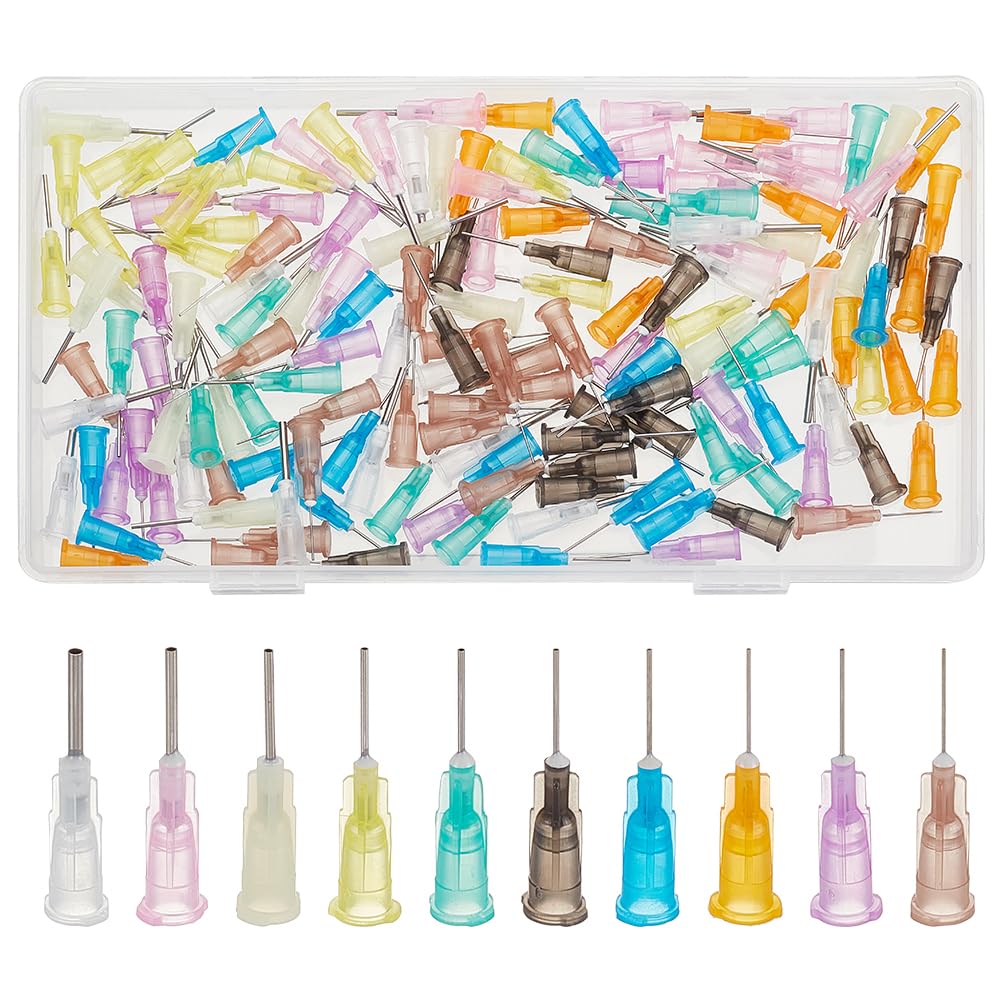 BENECREAT 160PCS 3cm/1.2 Inch 10 Different Gauge Blunt Tip Syringe Needles Dispensing Needle with Lure Lock for Refilling E-Liquid Inks and Syringes
