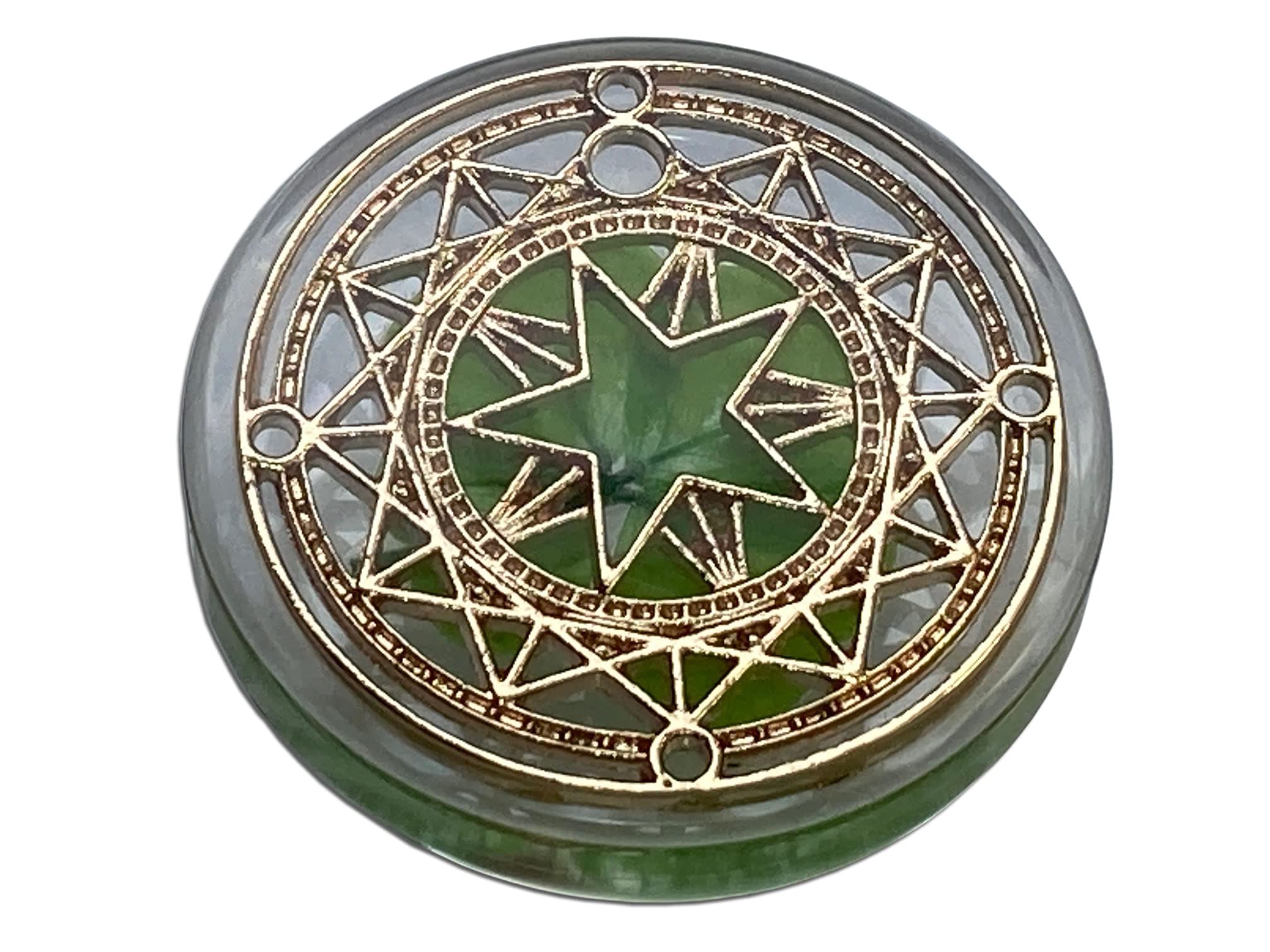 Real Four Leaf Clover Good Luck Pocket Token, Preserved, 3.2 cm, Including Metal Ornament (Magic Circle of The Star)