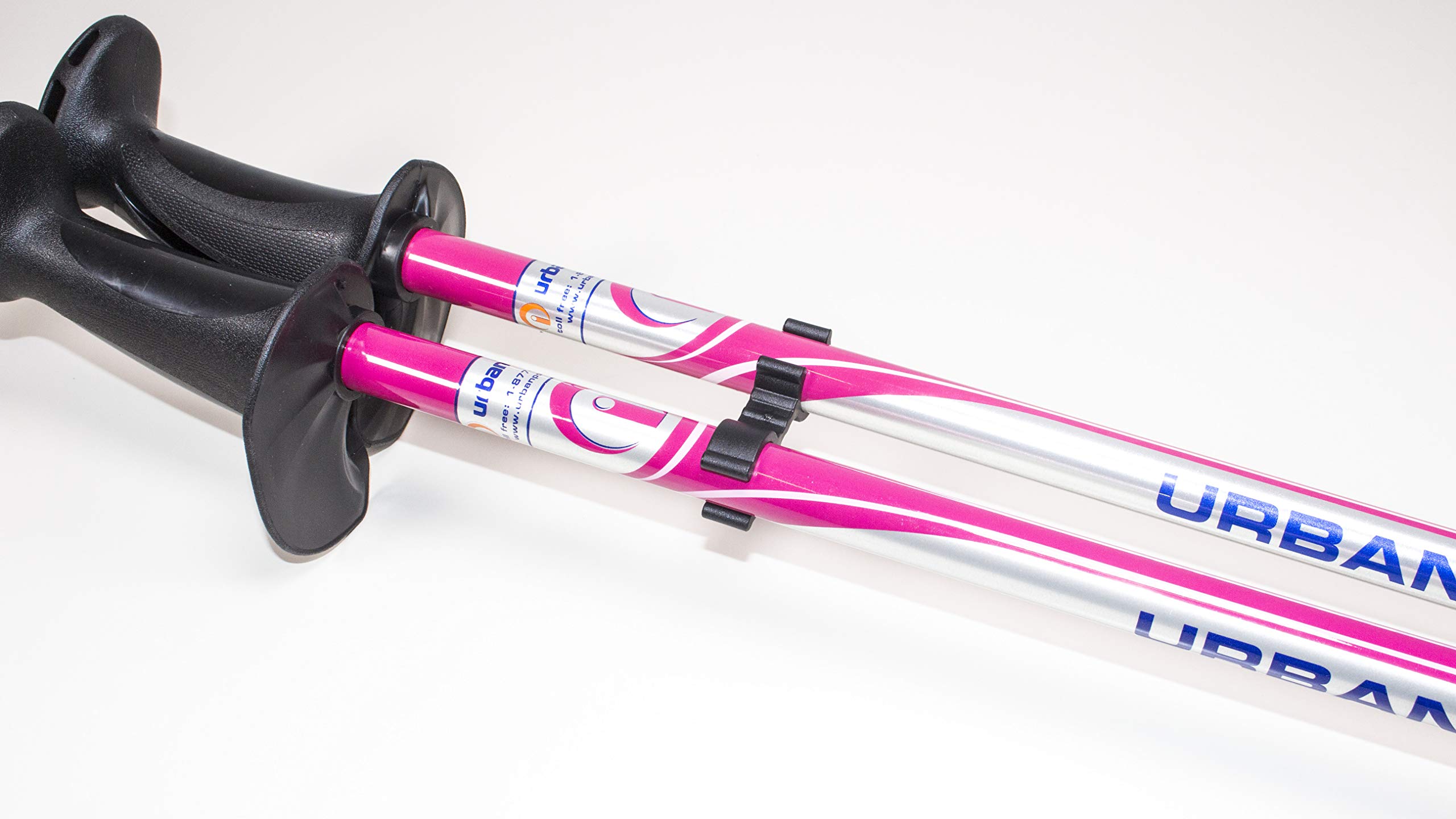 Urban Poling Urban Poles 4Life - Lightweight, Aluminum Nordic Walking Sticks - Pink & Silver - 1 Pair – for Users 4'2
