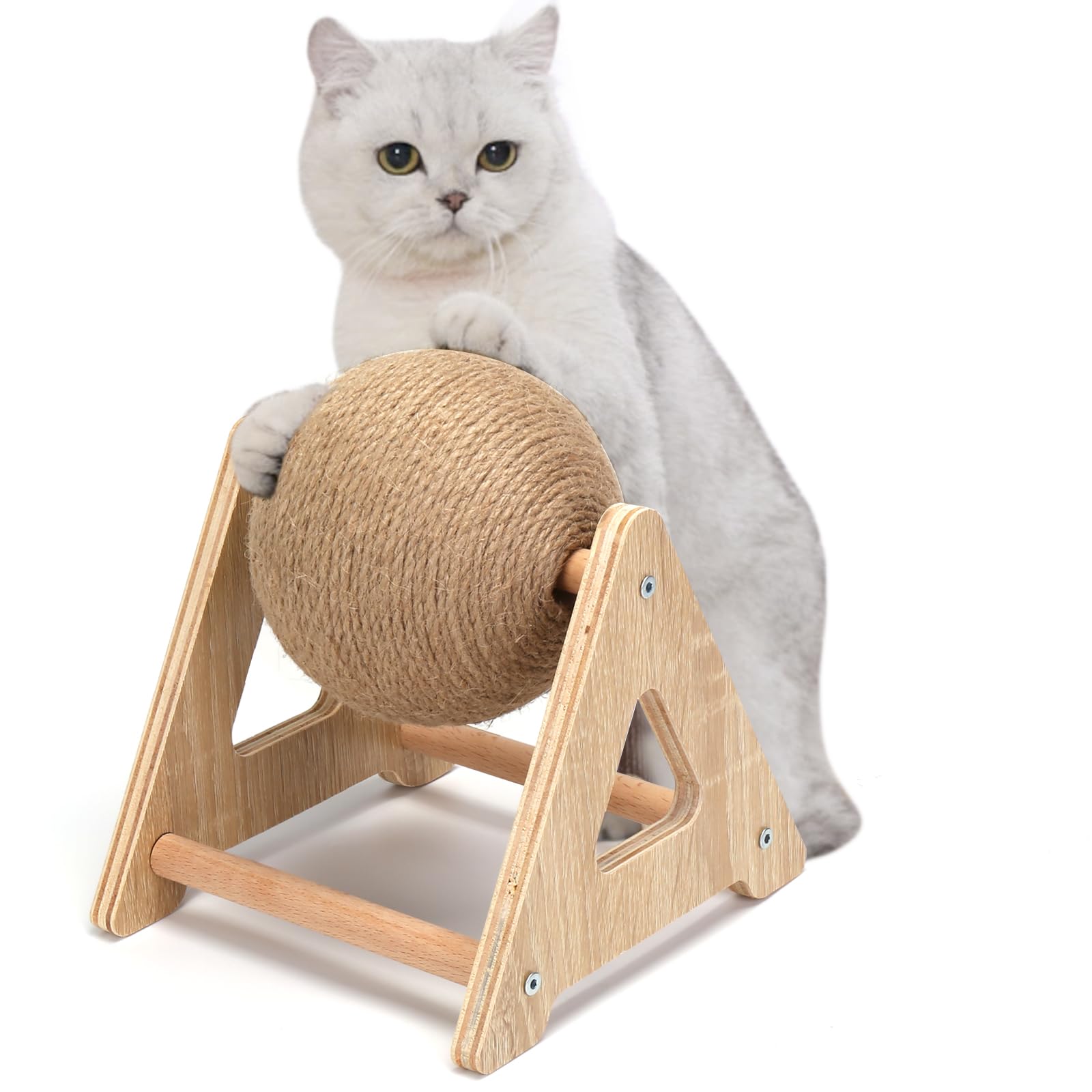 Photo 1 of Outamateur Cat Scratcher Ball Toy, Sisal Scratching Ball with Stable Stand, Interactive Cat Exercise Toy, Interactive Play and Exercise for Kittens, Cats, Small Pets