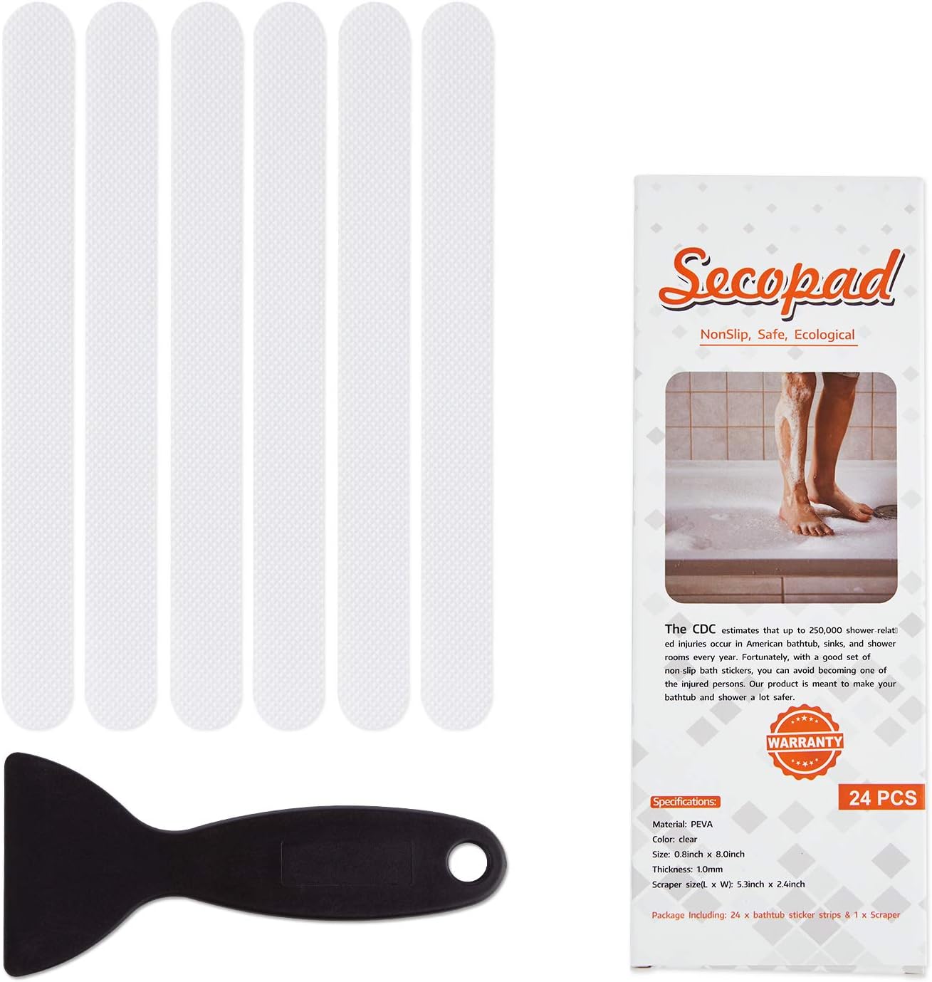 Anti Slip Shower Stickers Safety Bathtub Strips Adhesive Decals with Premium Scraper Amazon.co
