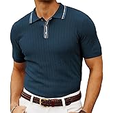 PJ PAUL JONES Mens Knitted Polo Shirts Short Sleeve Textured Pullover Golf Polo T Shirts