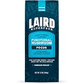 Laird Superfood Focus Coffee, Medium Roast Ground Coffee Infused with Functional Mushrooms and Botanical Adaptogens, 12 oz. Bag
