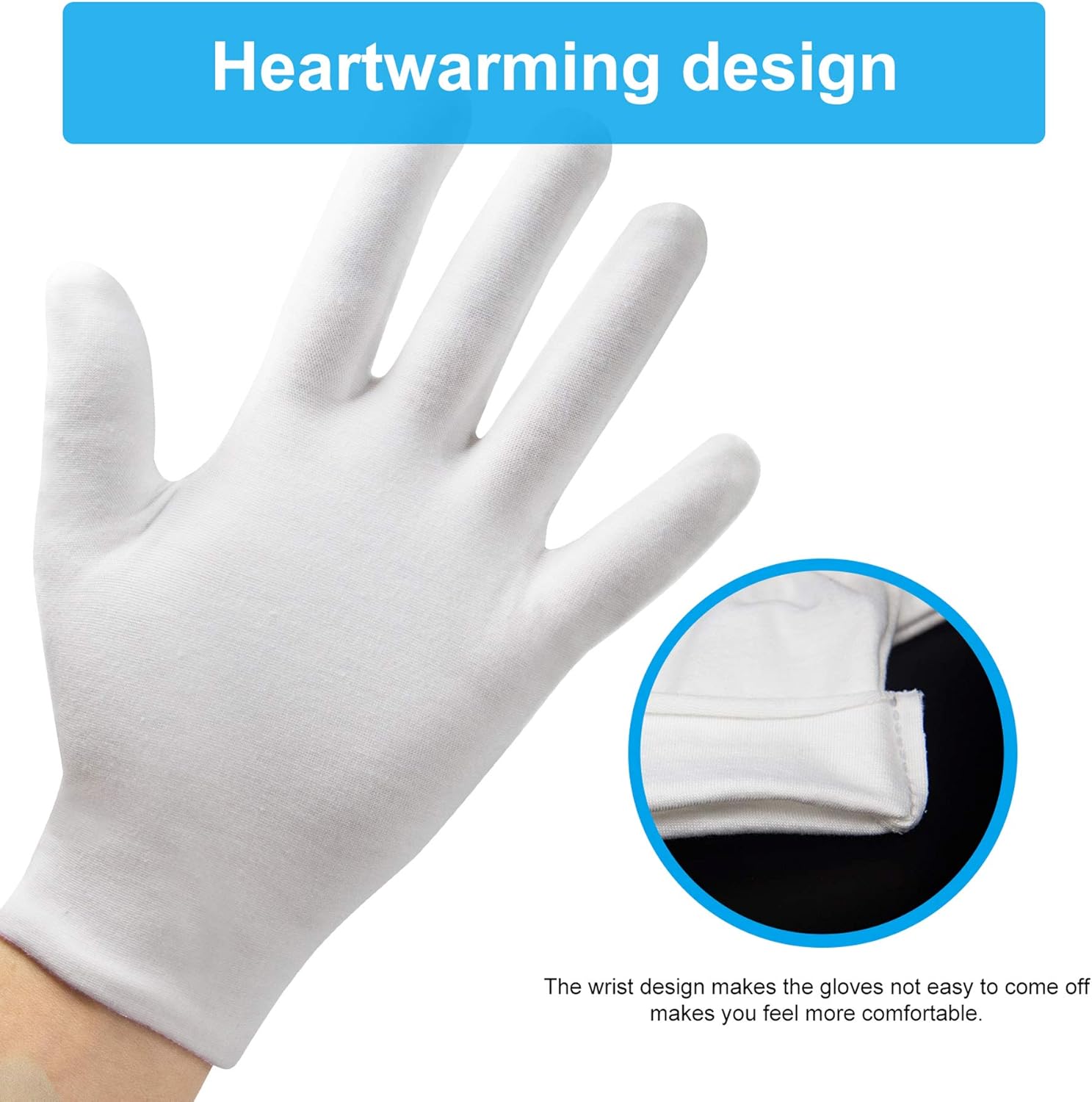 5Pairs(10Pcs) Moisturizing Gloves Overnight, Cotton Gloves for Dry Hands Eczema,White Cotton Gloves for Men and Women,Washable SPA Cotton Inspection Gloves, One Size Fit Most Cloth Gloves: Clothing