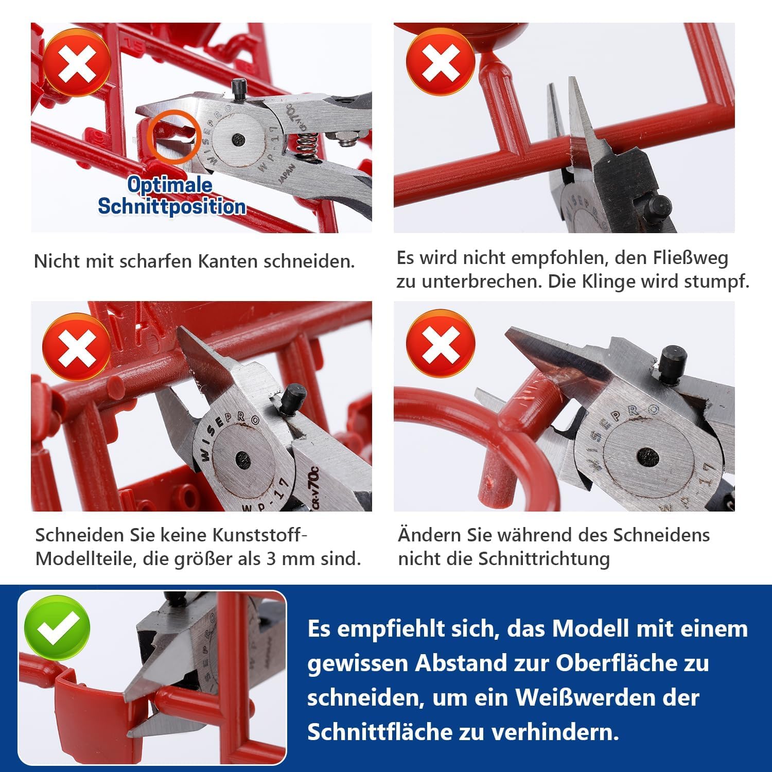 WISEPRO 120mm Modellzange, mit ultradünnem einschneidigem und Klingengehäuse, Ideal für Modellbau Kunststoff-Modellwerkzeuge für Gundam-Reparatur, Kunststoffmodell und Befestigung 5