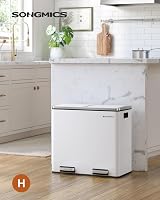 SONGMICS Recycling Bin Double Trash Can 2 x 24L with Soft-Close Lids White view 2
