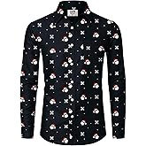 Arvilhill Men's Christmas Shirts Long Sleeve Ugly Xmas Button Shirts (S-XXL)