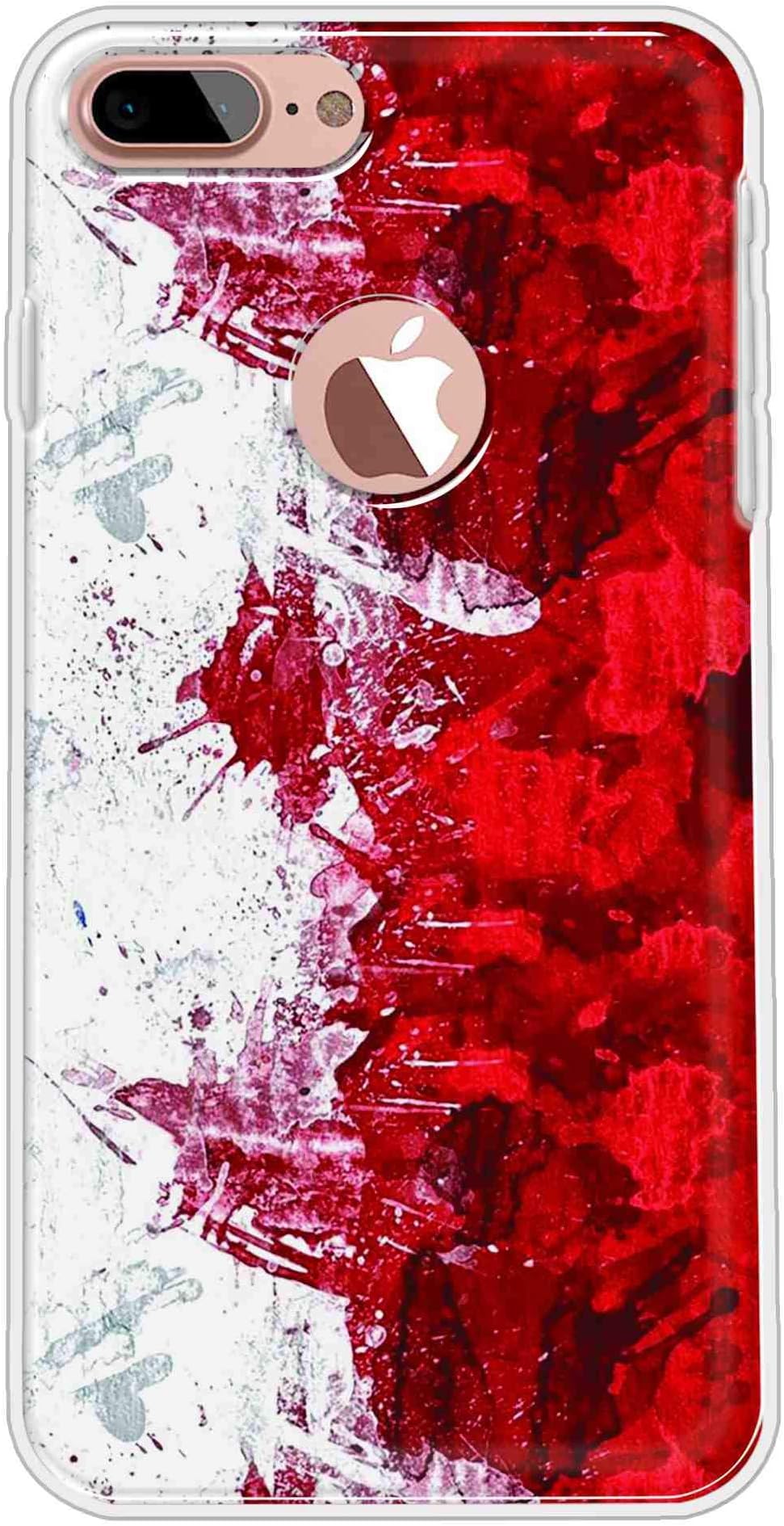 Vibey - Soft TPU Abstract - Printed Back Cover Case Compatible for Apple iPhone 7 Plus. One Tempered Glass Free
