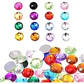 150Pcs 25MM Flat Back Round Acrylic Rhinestones, Round Acrylic Big Flatback Gems, Colorful Plastic Glitter Gems, Cosplay Gems Jewels for Costume Jewelry Making Invitation Wedding Craft Decoration