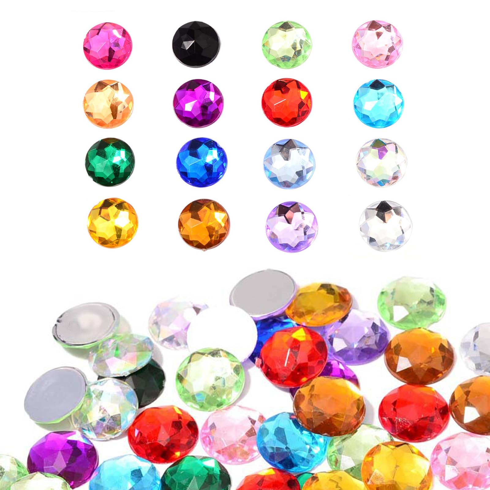 Photo 1 of  25MM Flat Back Round Acrylic Rhinestones, Round Acrylic Big Flatback Gems, Colorful Plastic Glitter Gems, Cosplay Gems Jewels for Costume Jewelry Making Invitation Wedding Craft Decoration