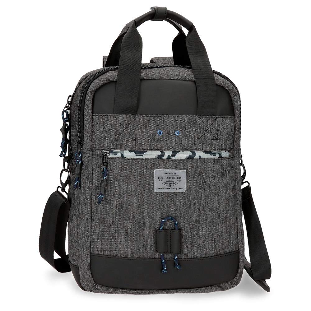 Pepe Jeans Raw Laptop backpack with shoulder strap Grey 32x42x12 cms Polyester 15,6" 16.13L