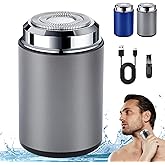 Mini Electric Shaver, Portable Mini Electric Shaver, Pocket Size MiniElectricShaver for Men, USB Rechargeable Waterproof ShaverElectric Beard Trimmer for Car, Office, Business Trip (Silver)