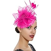 UTTPLL Fascinators for Women Tea Party Headband Kentucky Wedding Cocktail Flower Mesh Feathers Hair Clip Derby Hats