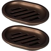 Topsky 2 Pcs Soap Dish for Shower, Double Layer Draining Soap Box with Drip Tray, Plastic - Bronze